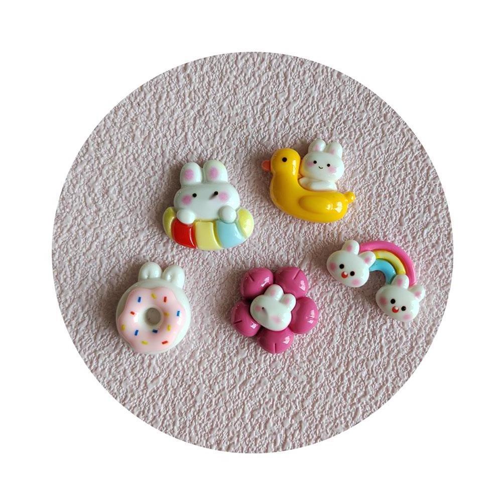 Mini Flatback Resin Sticker Cartoon Rabbit Animal for Nails Embellishment Slime Charms