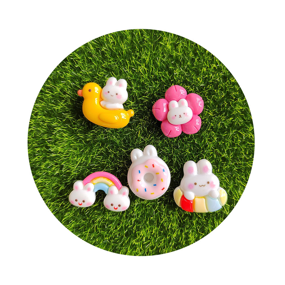 Mini Flatback Resin Sticker Cartoon Rabbit Animal for Nails Embellishment Slime Charms