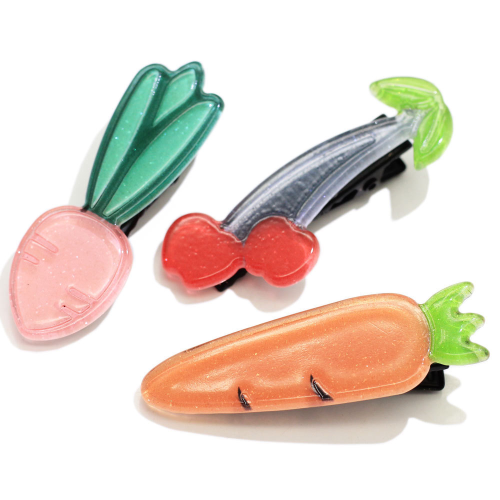 Kawaii Cherry Carrots Hair Clips For Girls Thin Hair Kids Gift