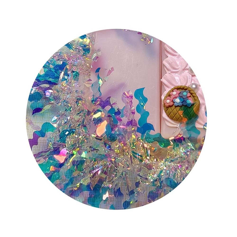 Fine Cut Iridescent Holographic Tinsel Garland Christmas Tree Decoration