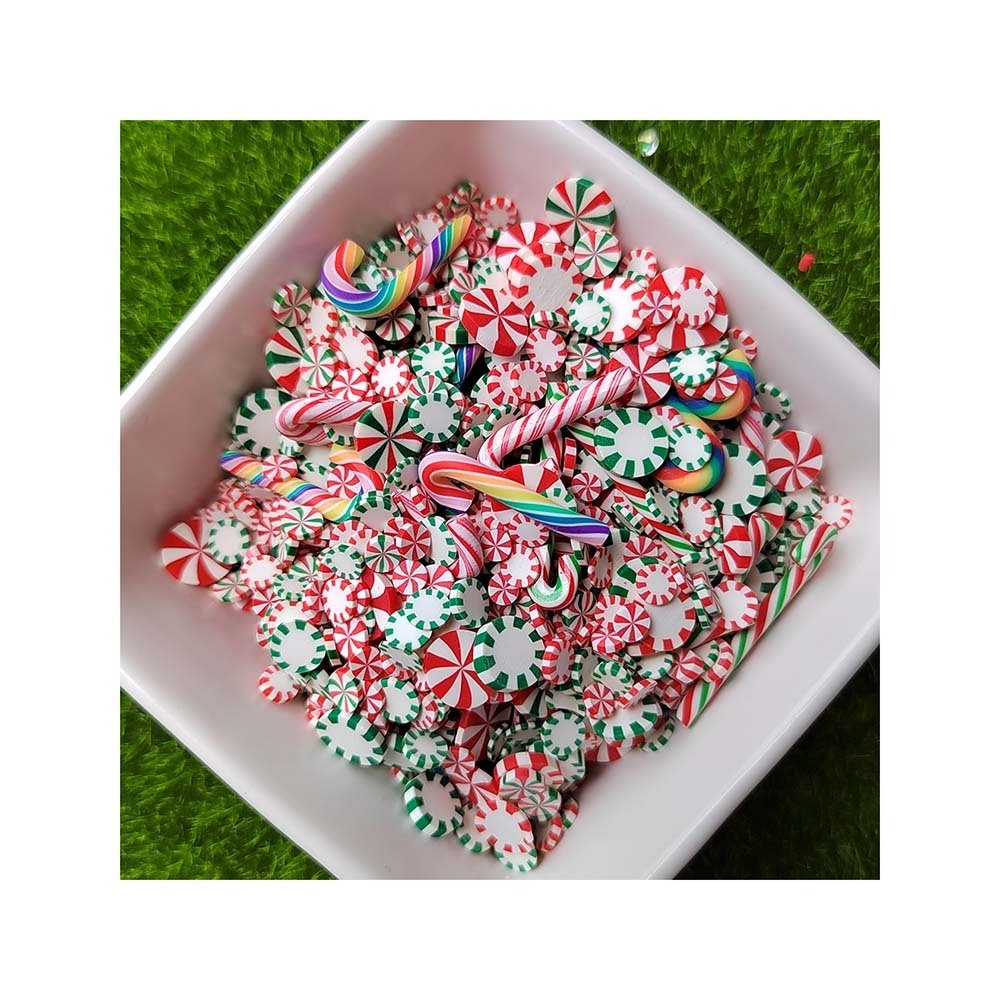 Mixed Christmas Candy Cane Peppermint Sprinkles DIY Polymer Clay Slices for Nail Accessory Xmas Party DIY Slime Filling