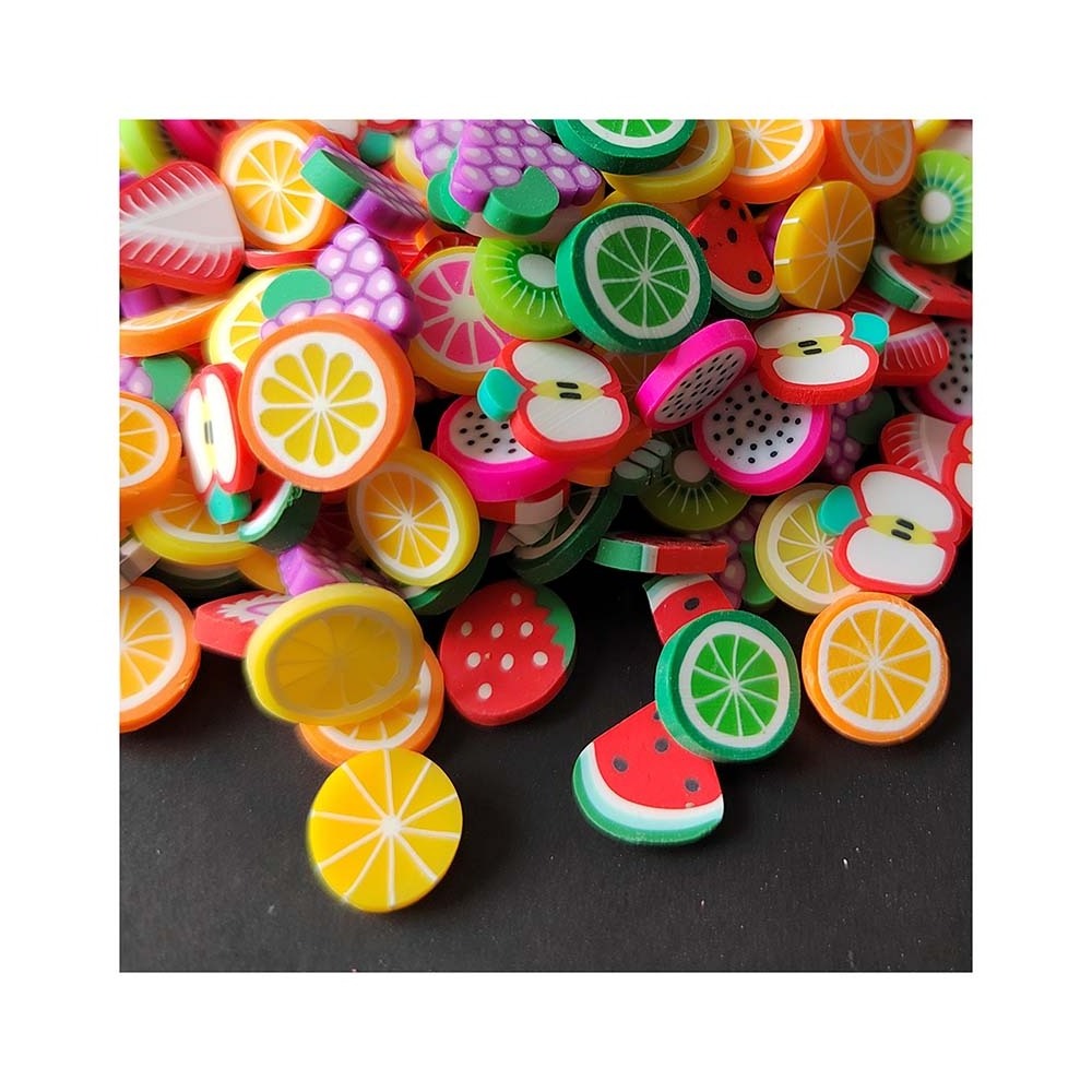 10-12mm Polymer Clay Nail Art Slices Fruit Sprinkles Strawberry Lemon Apple  Grape Piece for Slime Fillings