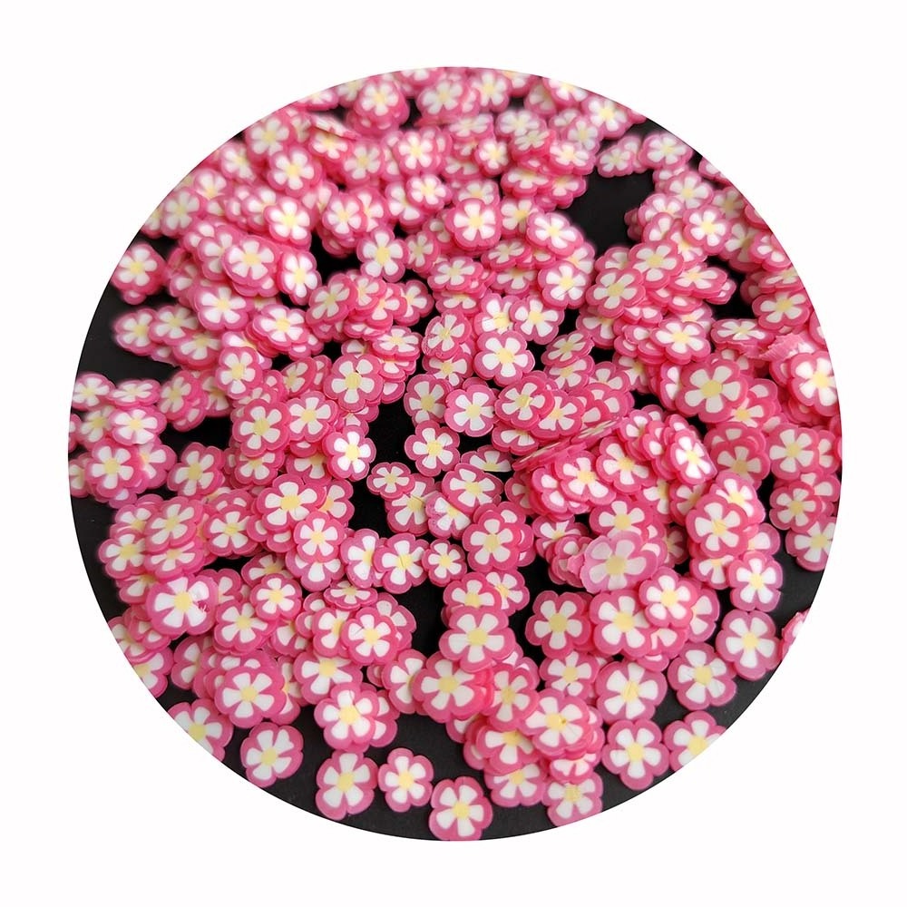 Pink Snowflake Soft Polymer Clay Stickers Cherry Flower Slice Sprinkles fit Girls Women Nail Beauty DIY Crafts Slime Material