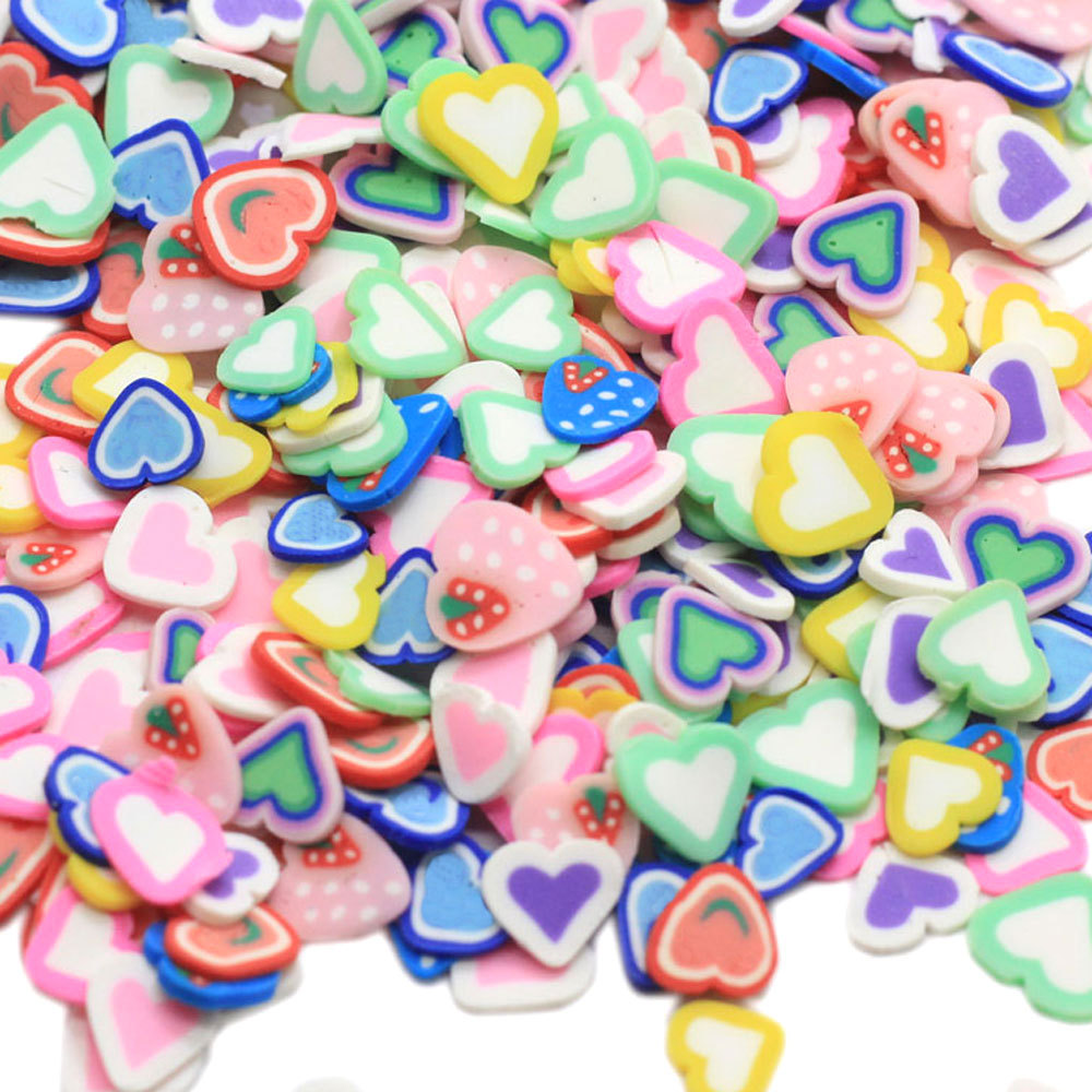 Hot Polymer Clay Heart Slice Colorful Love Sprinkles Soft Pottery Craft for Diy Slime Fillers