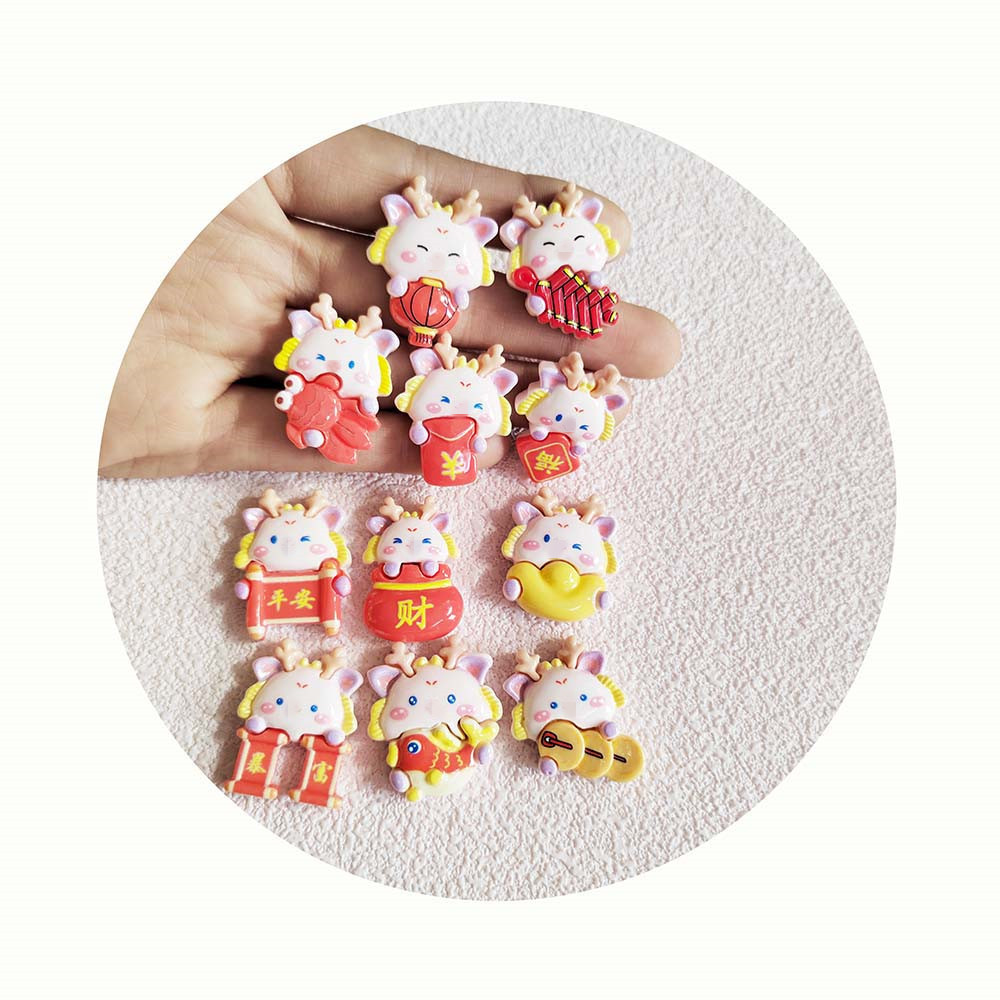 Cute Resin Flatback DIY Cabochons Chinese New Year Dragon Decoration 2024