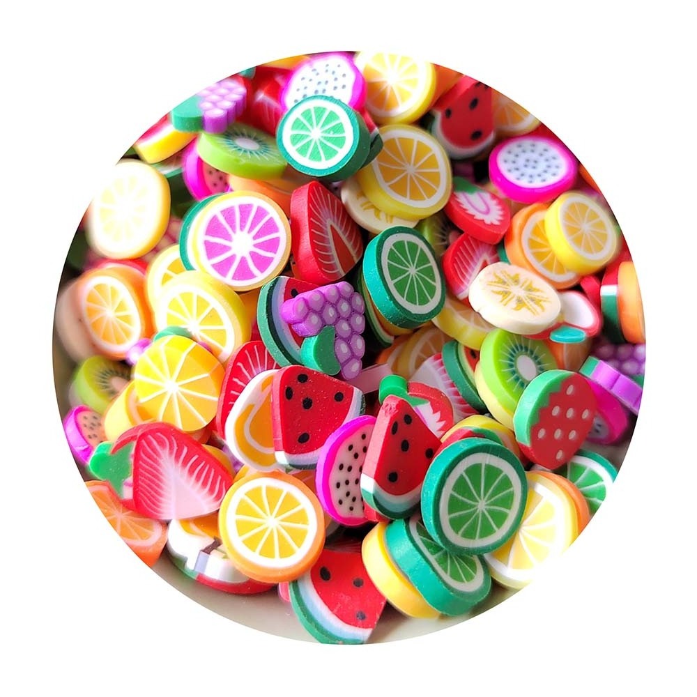 10-12mm Polymer Clay Nail Art Slices Fruit Sprinkles Strawberry Lemon Apple  Grape Piece for Slime Fillings