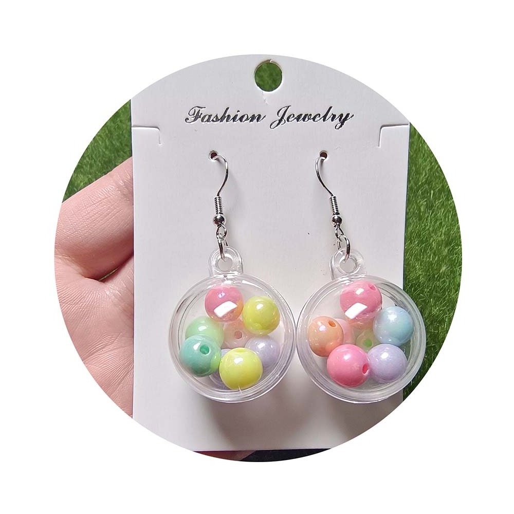 Cute Acrylic Candy Crystal Ball Earrings Drop Dangle Decoration Jewelry For Women Girl Teen Gift Accessory