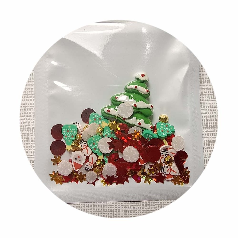 Christmas Slime Supplies Sequin Glitters Snowman Christmas Tree Flatback Resin Cabochons in Stock