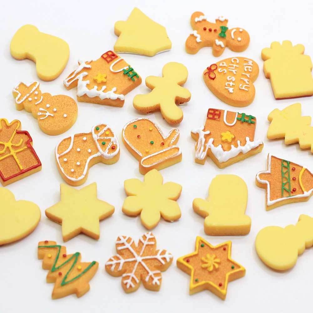 Christmas New Arrival Flat Back Resin Cookie Snowman Gingerman House Boot Tree Shapes Kawaii Charms for DIY