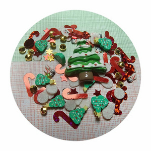 Christmas Slime Supplies Sequin Glitters Snowman Christmas Tree Flatback Resin Cabochons in Stock