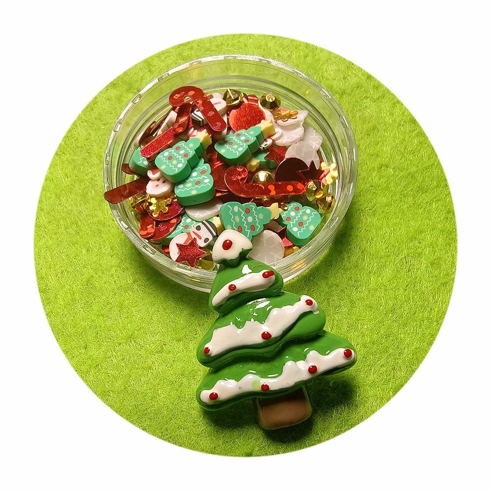 Christmas Slime Supplies Sequin Glitters Snowman Christmas Tree Flatback Resin Cabochons in Stock