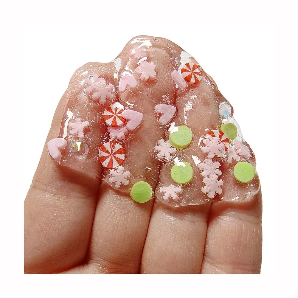 Pink Snowflake Soft Polymer Clay Stickers Cherry Flower Slice Sprinkles fit Girls Women Nail Beauty DIY Crafts Slime Material