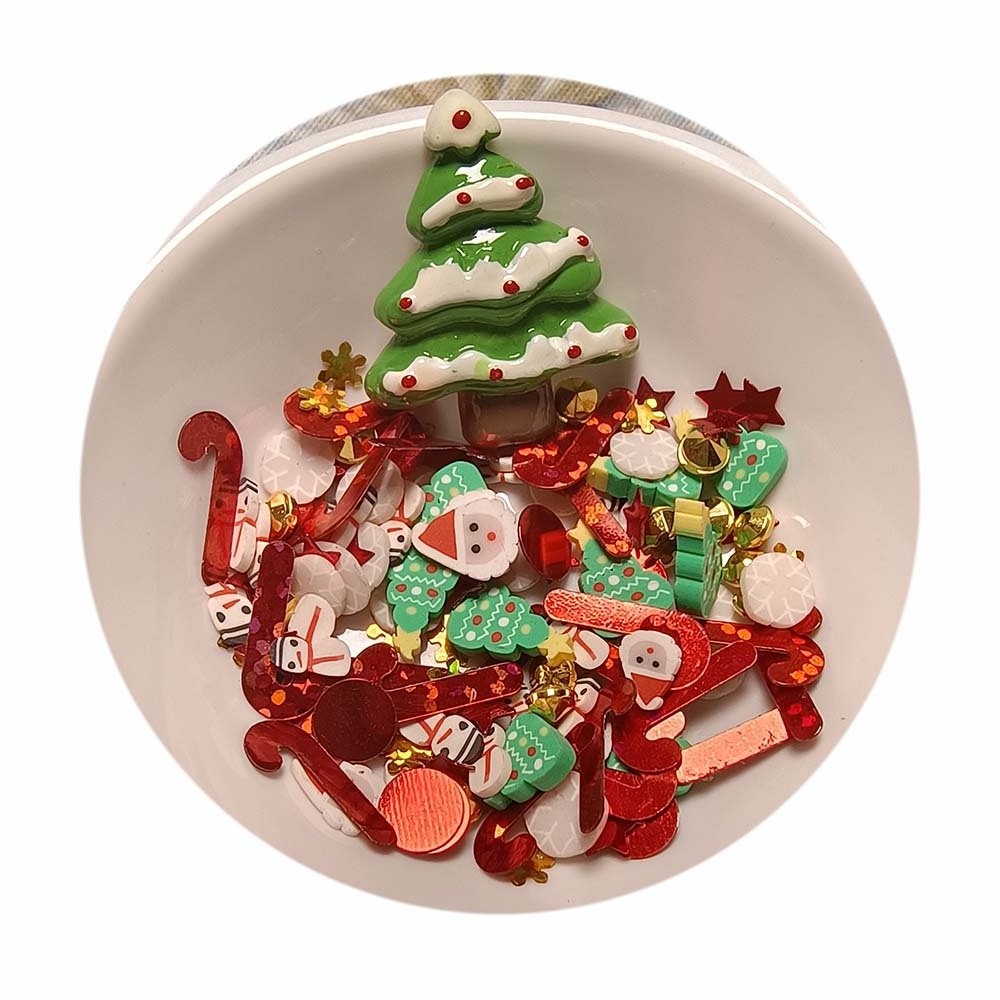 Christmas Slime Supplies Sequin Glitters Snowman Christmas Tree Flatback Resin Cabochons in Stock