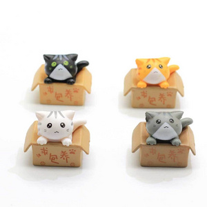 Cute 3D Little Box Cat Figurine Resin Charm For Key Chain Women Men Kawaii Kitten Car Keychain Pendant