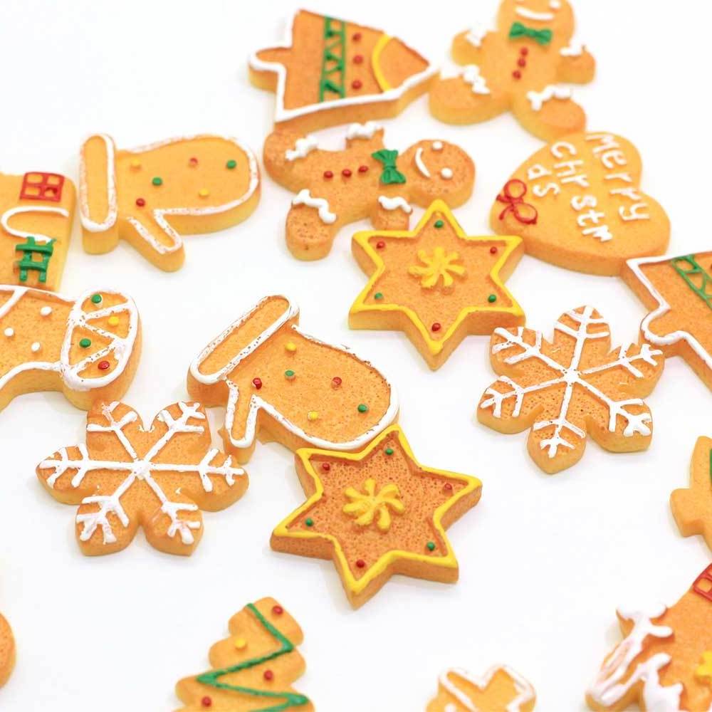 Christmas New Arrival Flat Back Resin Cookie Snowman Gingerman House Boot Tree Shapes Kawaii Charms for DIY