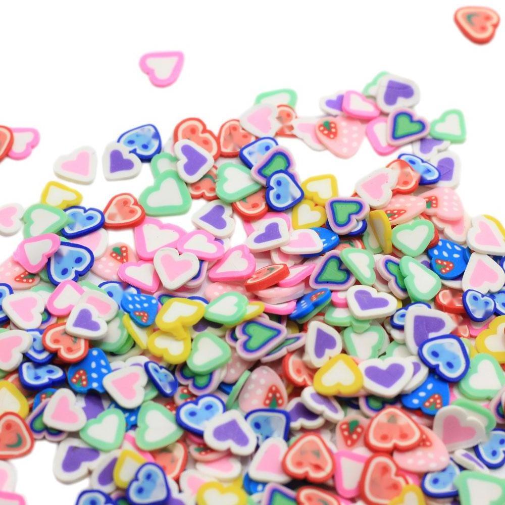 Hot Polymer Clay Heart Slice Colorful Love Sprinkles Soft Pottery Craft for Diy Slime Fillers