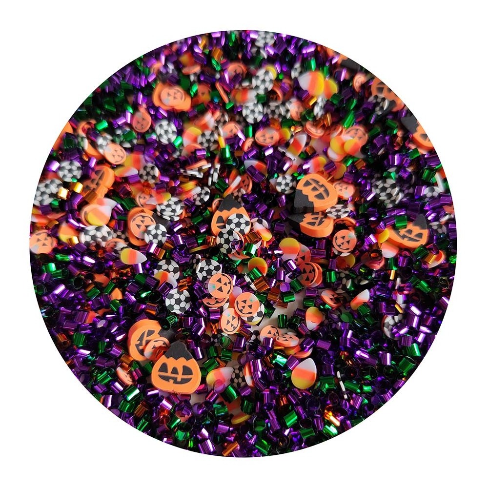 Halloween Pumpkin Polymer Clay Slices Mix Green and Purple Beads Sprinkles for DIY Clay Sprinkles Slime Filler