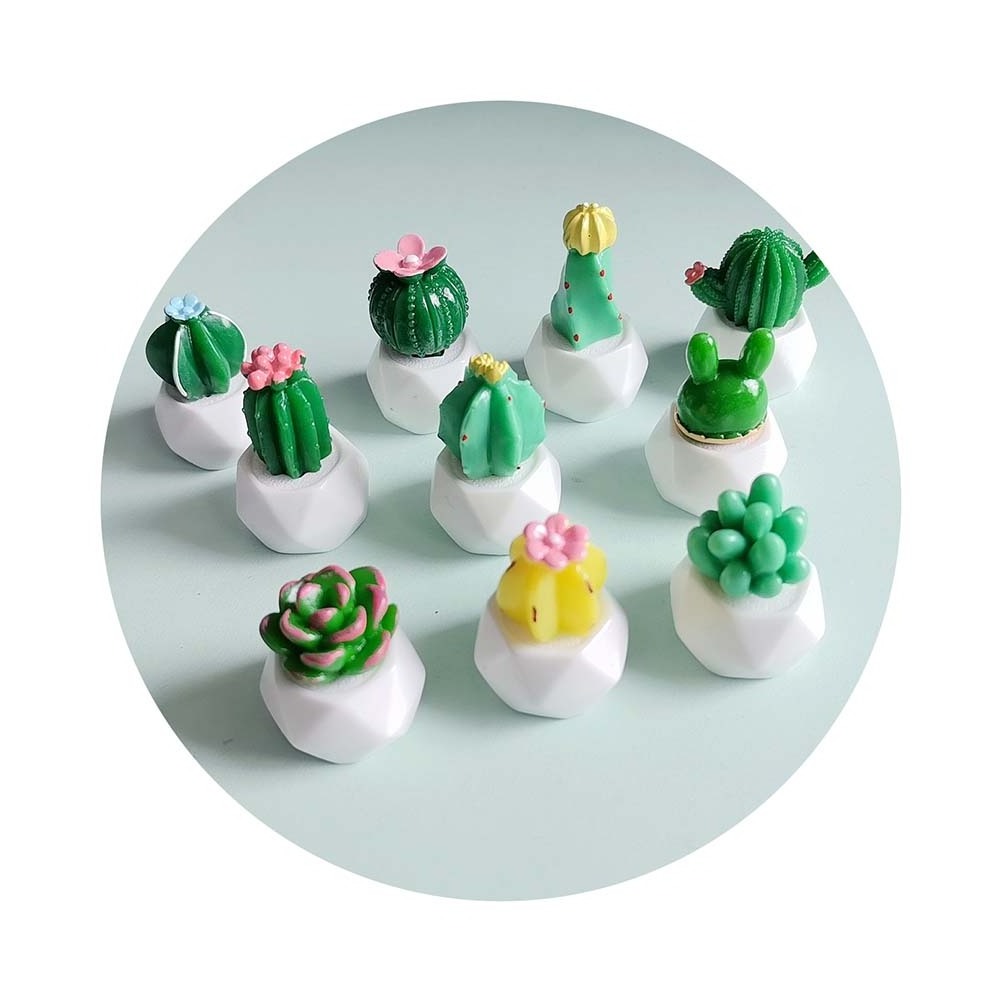 100Pcs Miniature Doll House Potted Cactus Succulent Figurines Ornaments For Fairy Garden Landscape Cake Topper Birthday Gifts