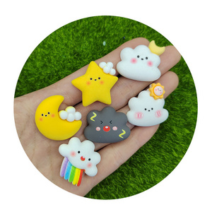 Resin Mini Cute Stickers Flatback Cloud Rainbow Moon Star Sticker Cabochon for Baby Hair Clips Mobile Phone Decoration Earring C