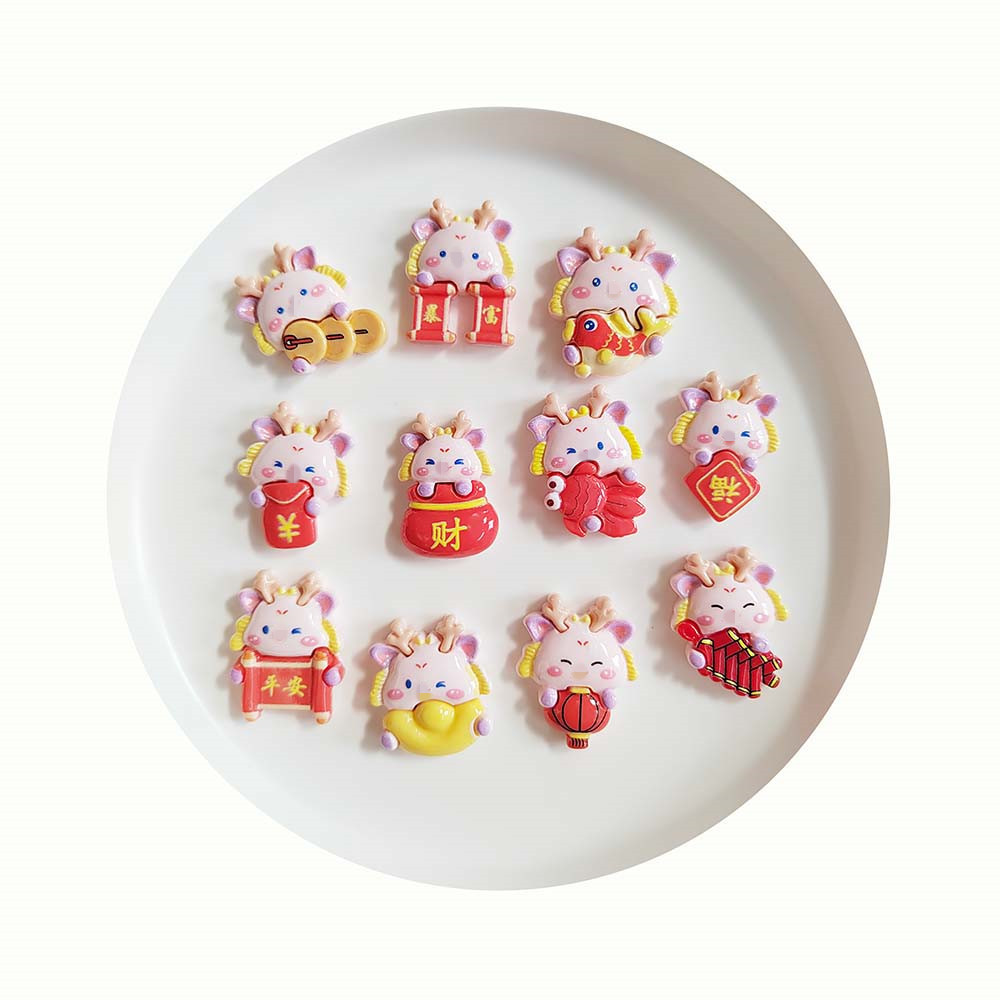 Cute Resin Flatback DIY Cabochons Chinese New Year Dragon Decoration 2024