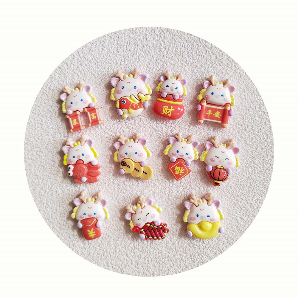 Cute Resin Flatback DIY Cabochons Chinese New Year Dragon Decoration 2024