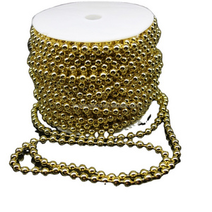 Wholesale Bead Factory Custom Round Shape Gold Color Mardi Gras Beads Plastic Beads Chains