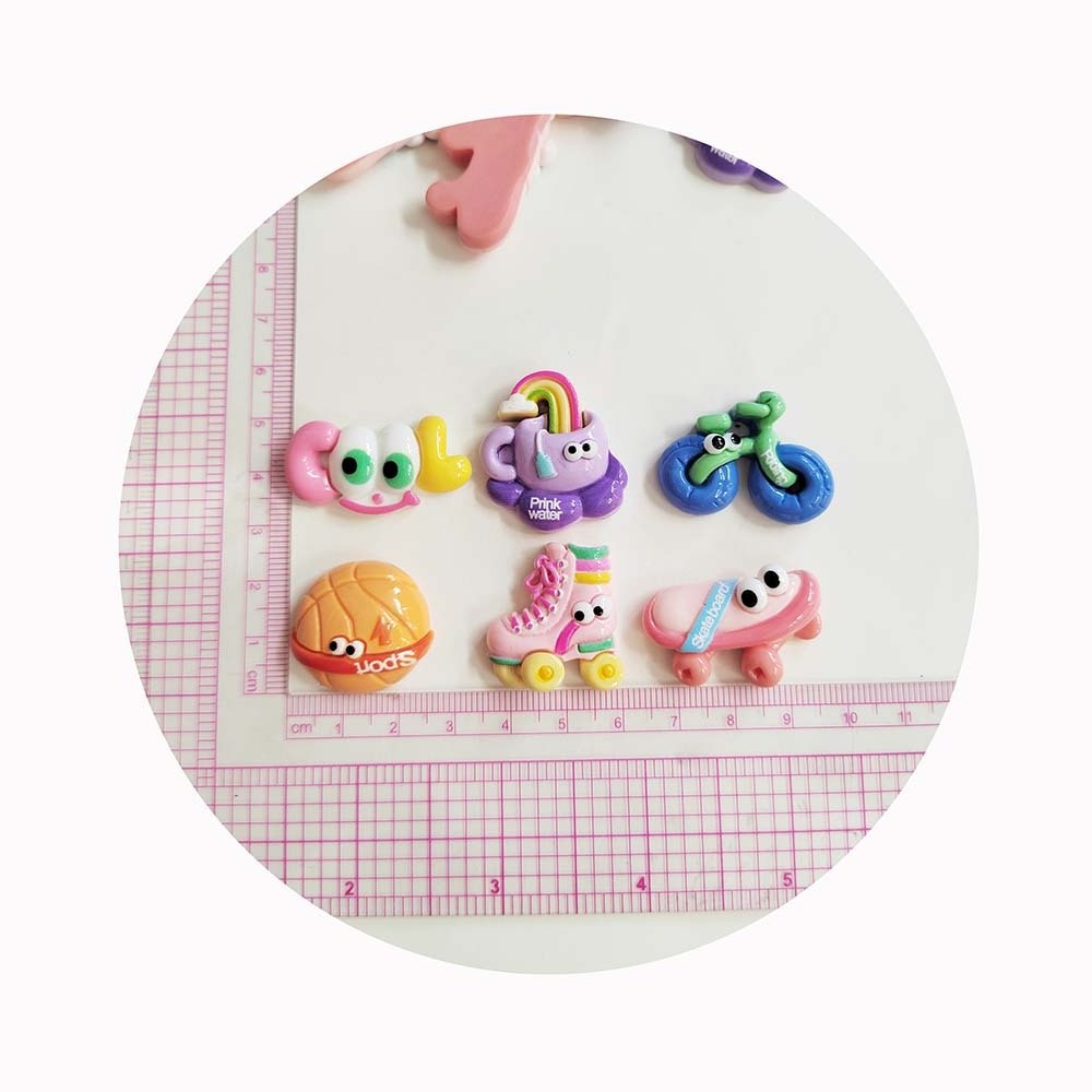 Kawaii Cartoon Sport Skateboard Bike Resin Charms Patch Diy Cute Mobile Phone Case Hair Accessories Ornaments Toy