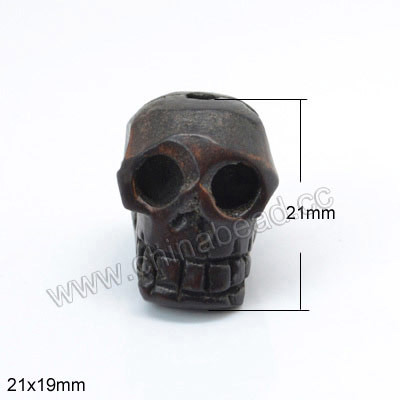 2023 hot sale carved antique looking natural hardwood SKULL beads 6mm 14mm 15mm 16mm 21mm  for diy jewelry making