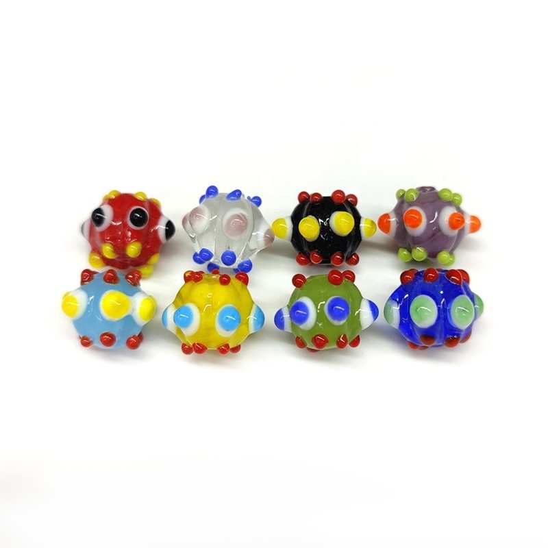 Hot selling multi colors handmade lampwork murano glass pumpkin shape bumpy eyes of evil beads for diy jewelry making