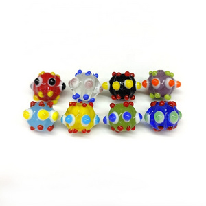 Hot selling multi colors handmade lampwork murano glass pumpkin shape bumpy eyes of evil beads for diy jewelry making