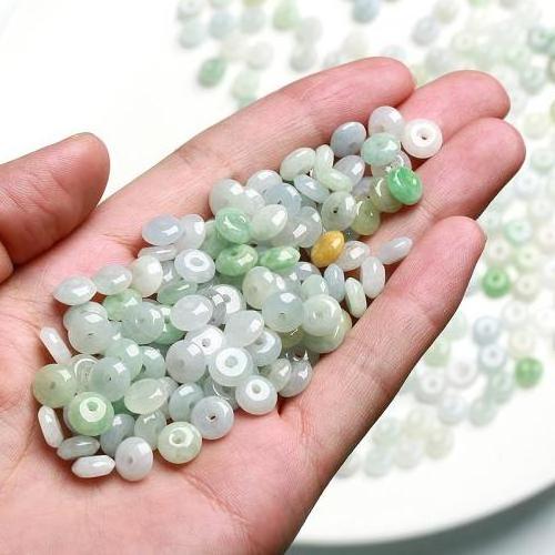 Wholesale Natural jade beads stone mini donut beads gemstones beads Carved DIY green 796200