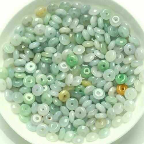 Wholesale Natural jade beads stone mini donut beads gemstones beads Carved DIY green 796200