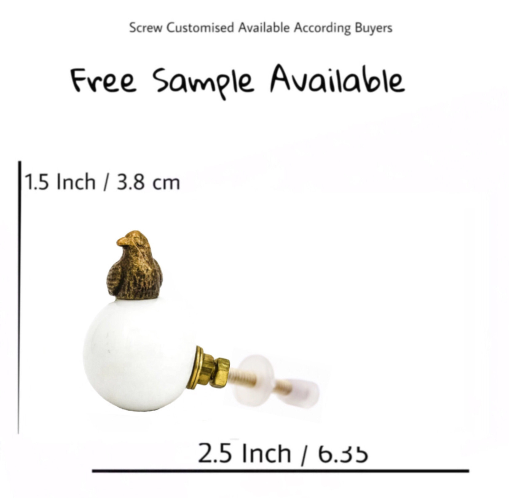 Handicraft Gold Perched Bird Knob White Resin Brass drawer door cabinet knobs & Pull Handle [HBRMW 249]