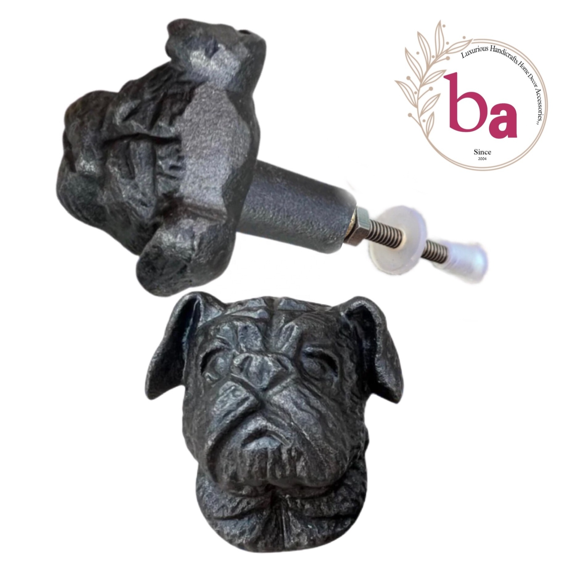 Black Cast Iron Cute Terrier Dog Cabinet Drawer  Door Cupboard Furniture Knob & Pulls Handle