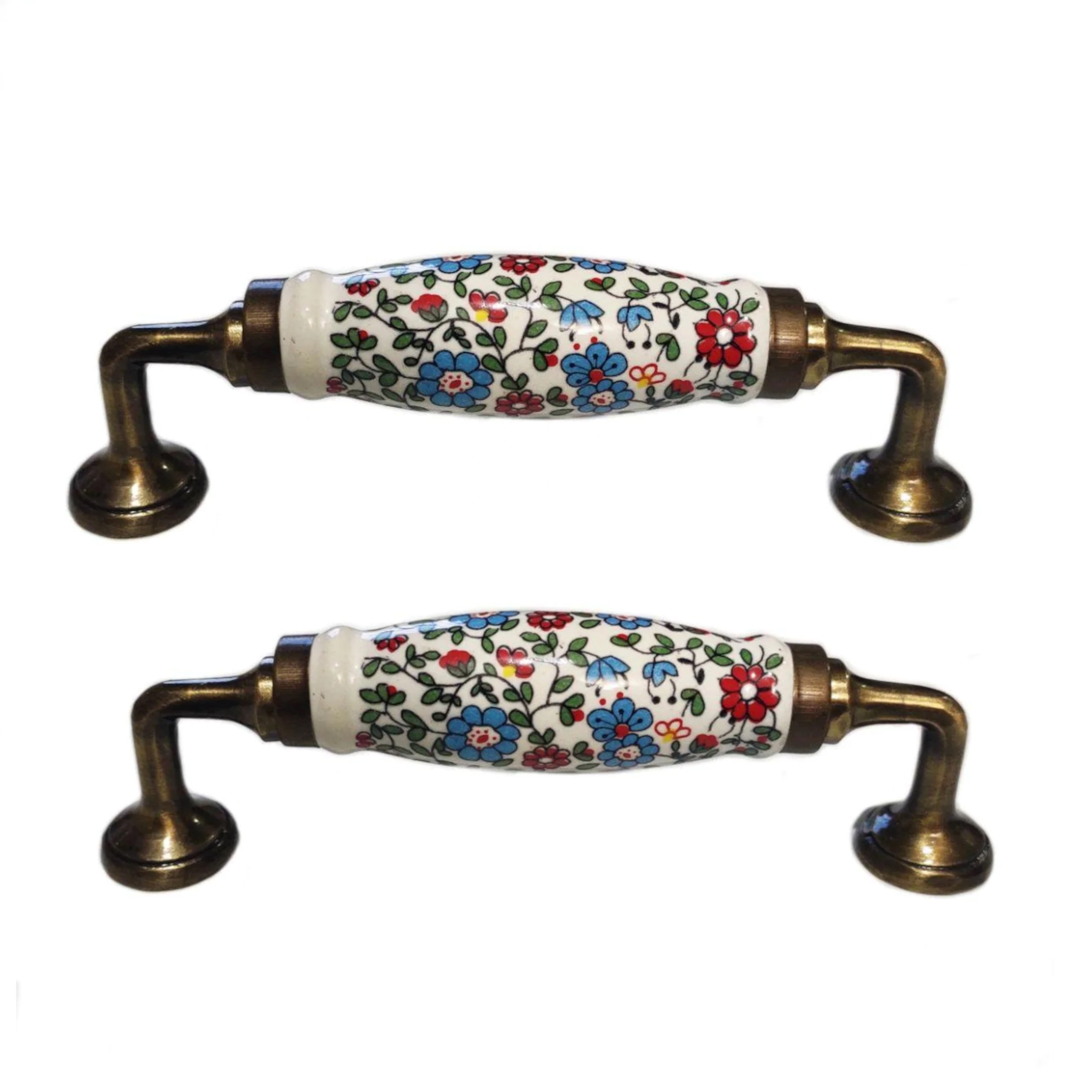 Hand painted Multi Colour Flower Door Drawer Cabinet Ceramic  Drawer Cabinet Handle Pulls CK 558