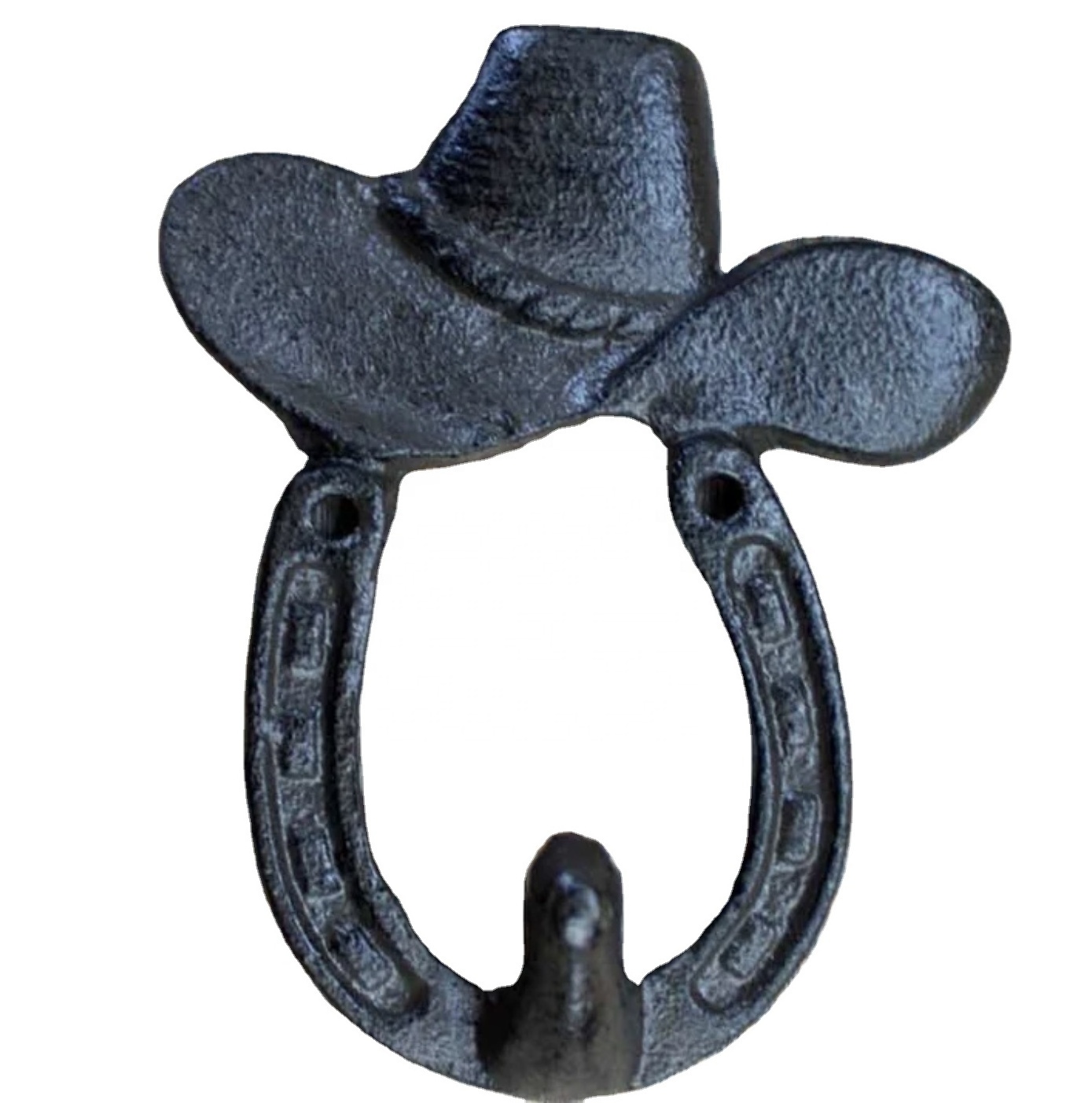 Horseshoe and Hat Hook, Rustic Cowboy or Cowgirl Hook wall Coat cast iron hooks [CIH 101]