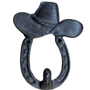 Horseshoe and Hat Hook, Rustic Cowboy or Cowgirl Hook wall Coat cast iron hooks [CIH 101]