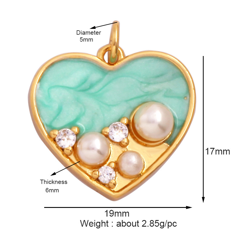 Classics Love Heart Star Zircon Focal Charm Pendant,Creative Shell Pearl 18K Gold Plated Jewelry Accessories Supplies M41