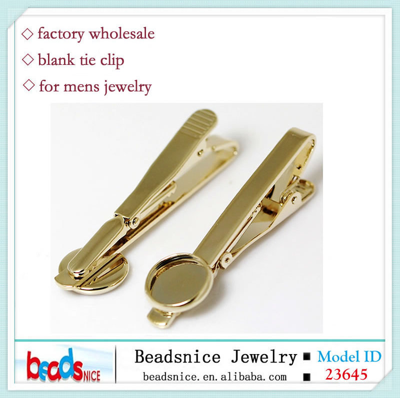 Beadsnice ID 23645 Wholesale brass mens trays 14K real gold plating More than 2 microns thick blank tie clip