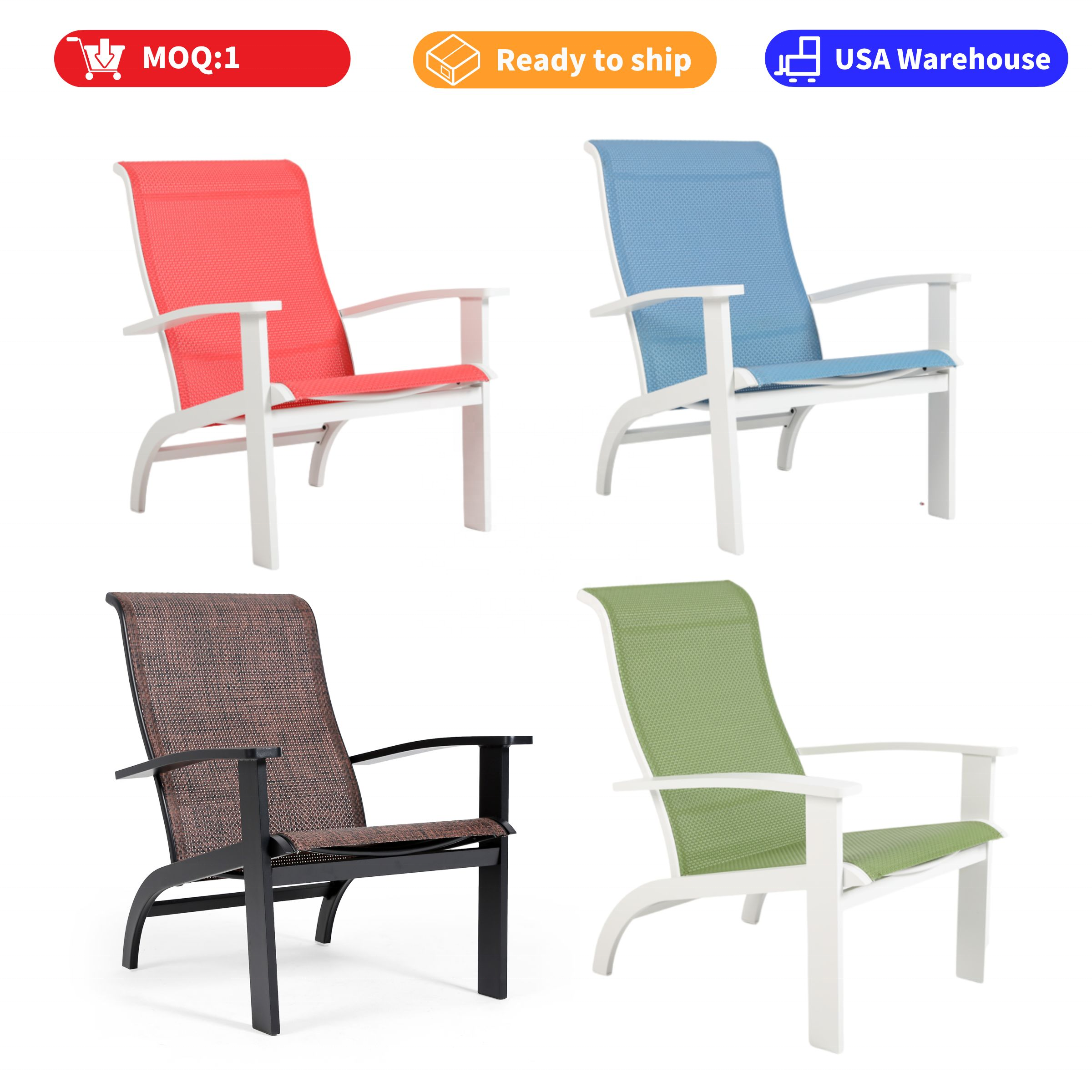 US warehouse in stock Drop shipping Modern Design Aluminum Frame Adirondack Chair outdoor camping chair patio dining chair