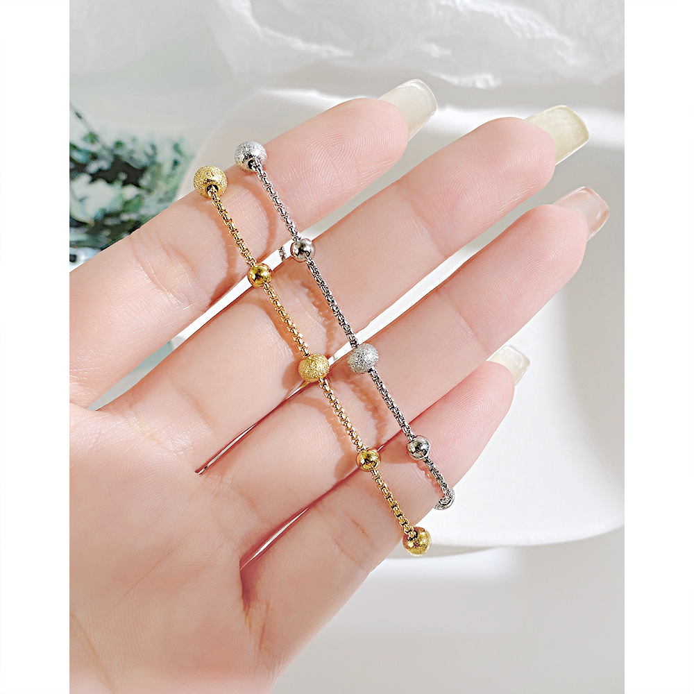 Wholesale Beaded Adjustable Chain Fashion jewelry 2023 Non Tarnish 18k Gold Plated 316 l Stainless Steel Bracelets For women