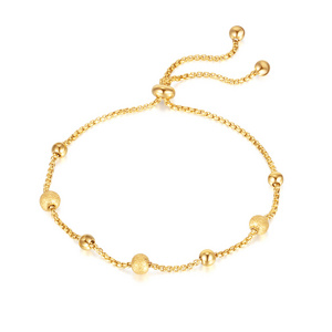 Wholesale Beaded Adjustable Chain Fashion jewelry 2023 Non Tarnish 18k Gold Plated 316 l Stainless Steel Bracelets For women