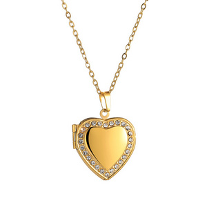 Beakwind Fashion Jewelry Supplier Gold Plated Stainless Steel Personalized Photo Picture heart Locket Necklace For Women