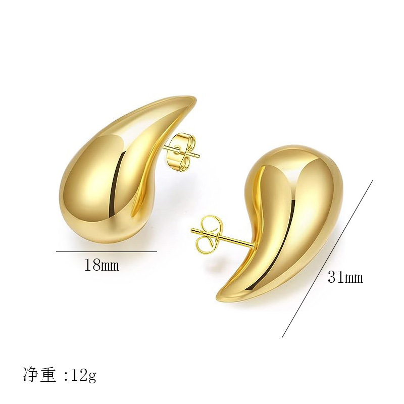 Bold statement Tarnish Free Fashion jewelry 2024 Large Chunky 18k Pvd Gold Plated Stainless Steel Teardrop Earrings For Women