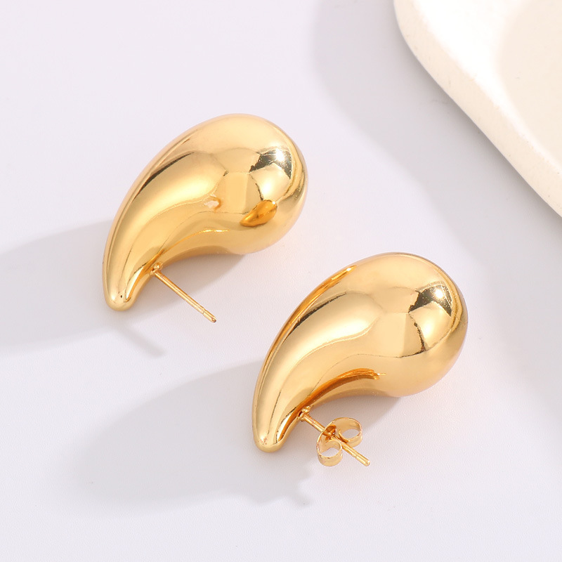 Bold statement Tarnish Free Fashion jewelry 2024 Large Chunky 18k Pvd Gold Plated Stainless Steel Teardrop Earrings For Women