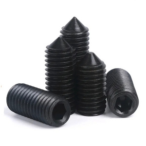 Best price High grade  carbon steel black finish DIN914 customized high quality hexagon socket set screws with cone point