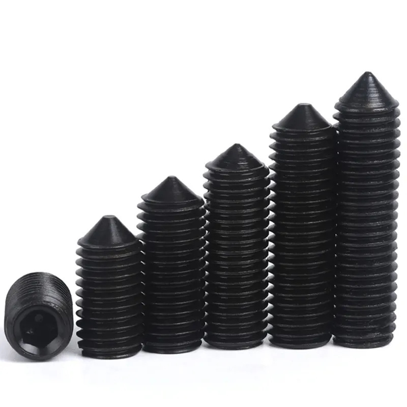 Best price High grade  carbon steel black finish DIN914 customized high quality hexagon socket set screws with cone point