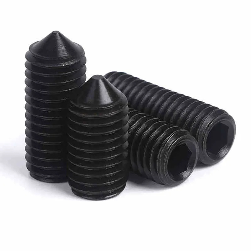 Best price High grade  carbon steel black finish DIN914 customized high quality hexagon socket set screws with cone point