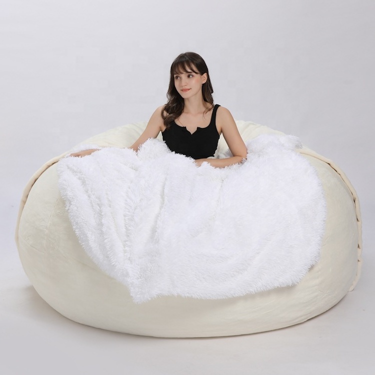 Extra Large Bean Bag Love Sack Sofa Bed 7ft Foam Filled living room chair Faux Fur Giant sofa cum bed Bean Bag Chair