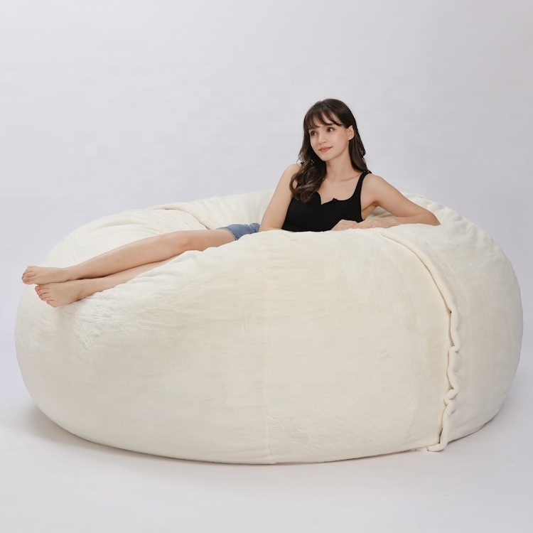 Extra Large Bean Bag Love Sack Sofa Bed 7ft Foam Filled living room chair Faux Fur Giant sofa cum bed Bean Bag Chair